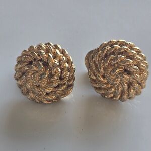 Monet Vintage Gold Rope Knot Clip-On Earrings | Classic Designer Statement